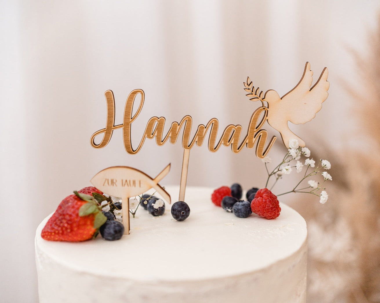 Set Cake Topper Name mit Taube