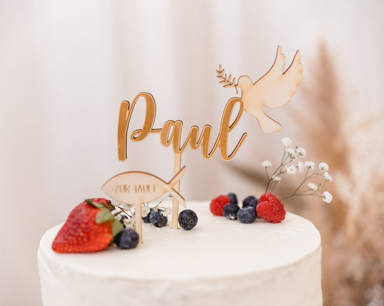 Set Cake Topper Name mit Taube